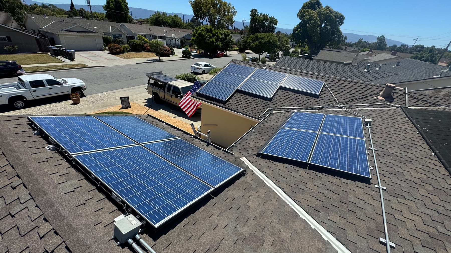 Clean blue rooftop solar panels after a Bright Blast Teens cleaning